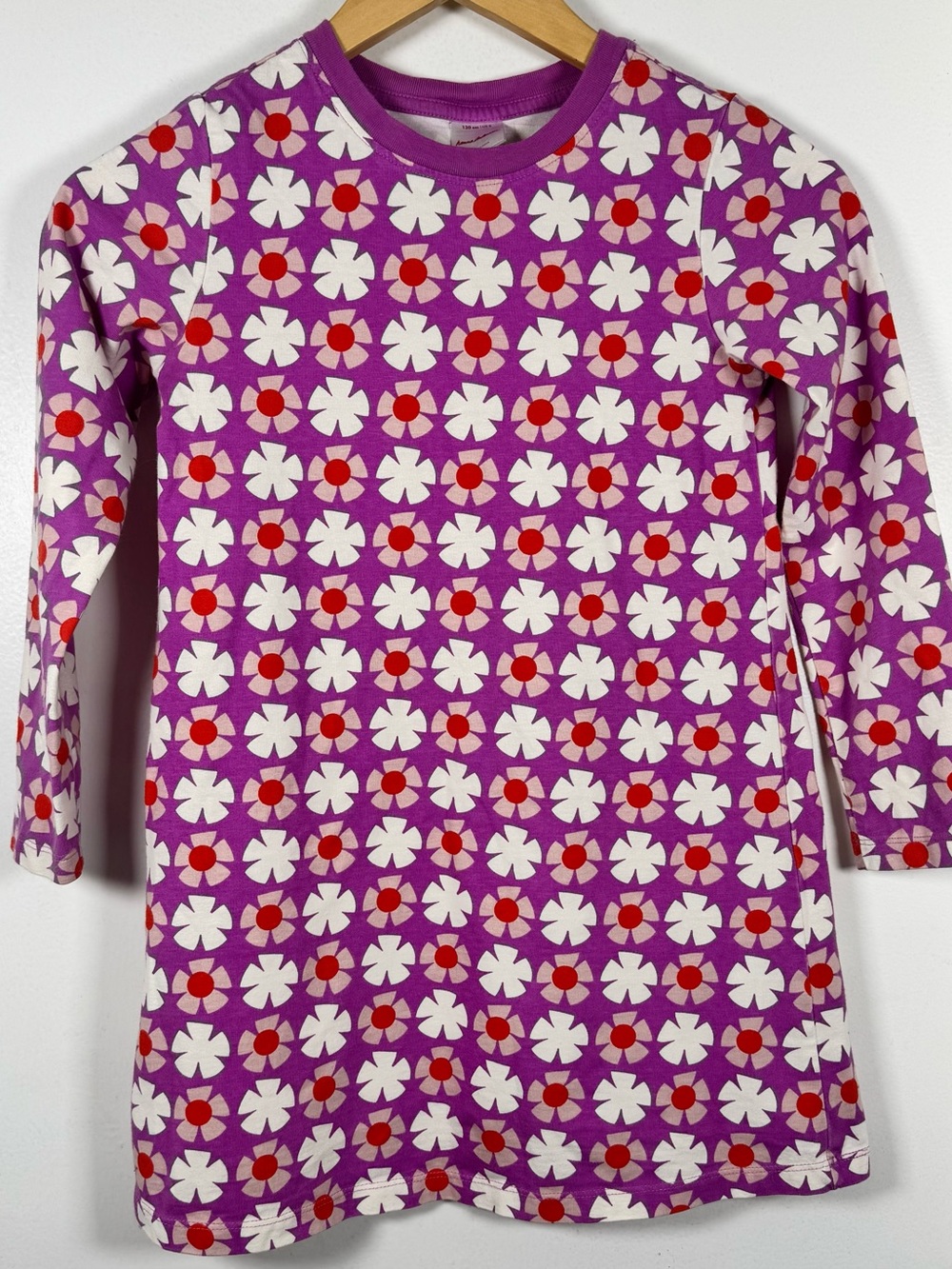 Hanna Andersson long-sleeve Cotton dress Far Out Flowers Print Purple Girls 8 EU